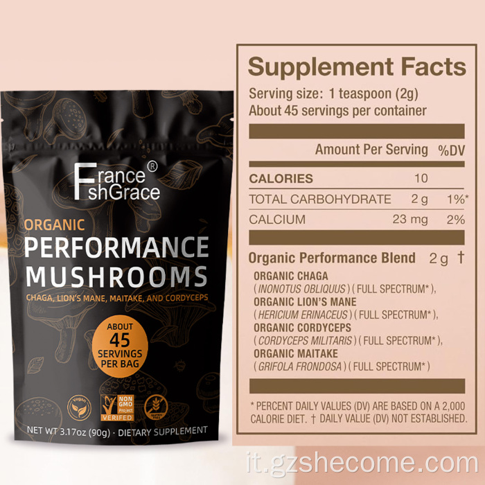 Estratti vegetali di funghi biologici Performance